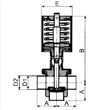 4731P Клапан седельный двойной сварка/сварка/сварка пневматический тип Т схема